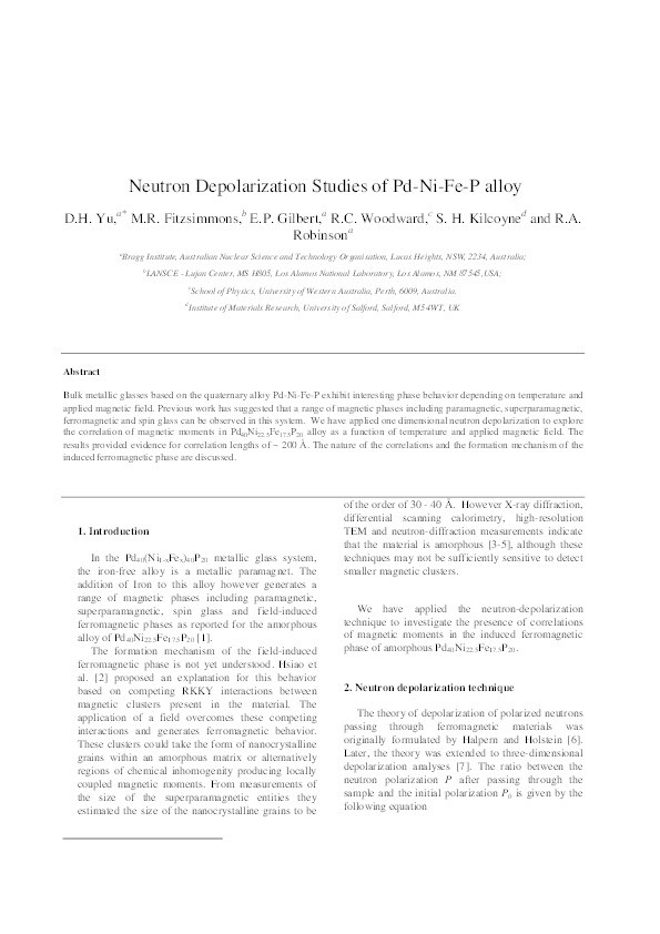 Neutron depolarization studies of Pd-Ni-Fe-P alloy Thumbnail