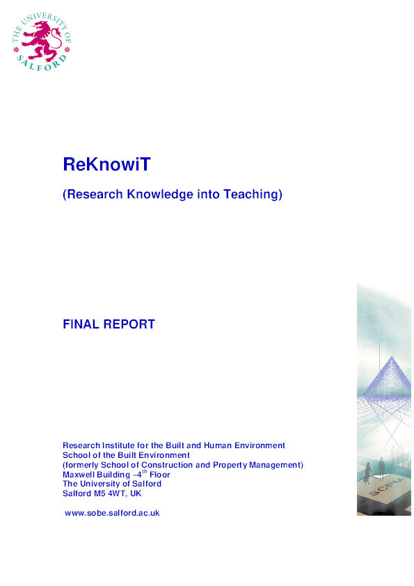ReKnowiT - research knowledge into teaching: Phase II Thumbnail