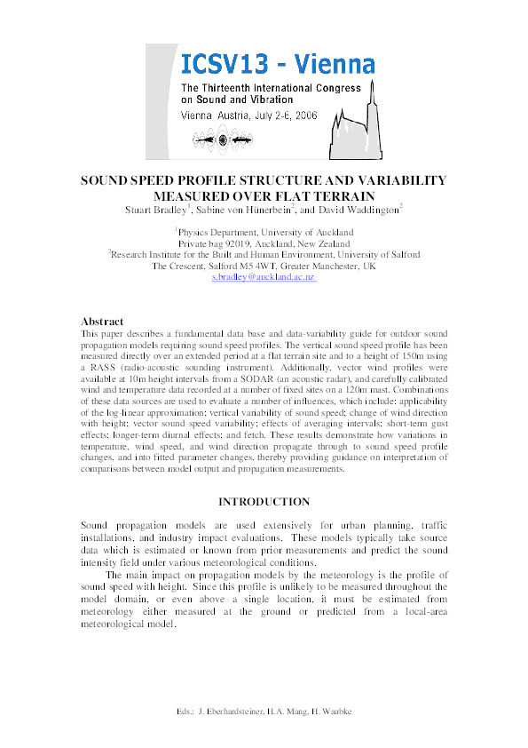 Sound speed profile structure and variability measured over flat terrain Thumbnail