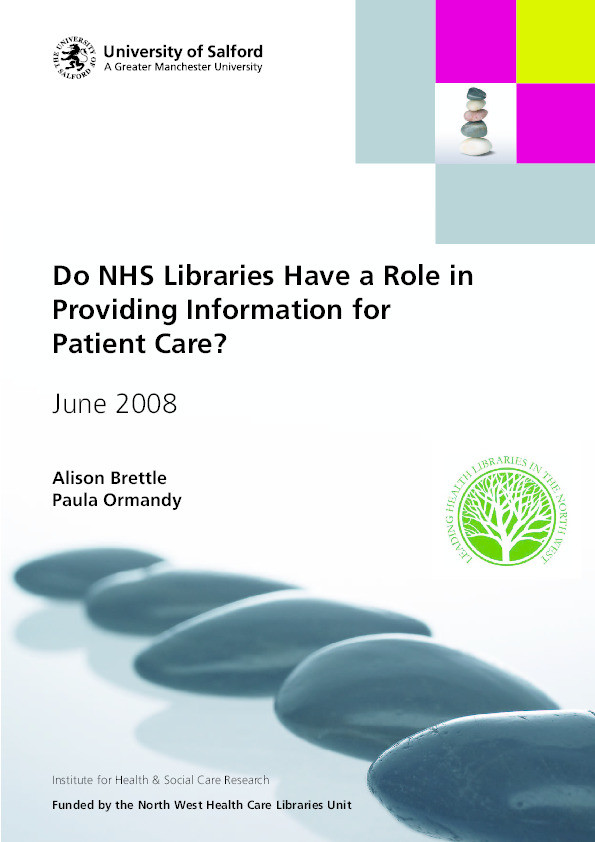 Do NHS libraries have a role in providing information for patient care? Thumbnail