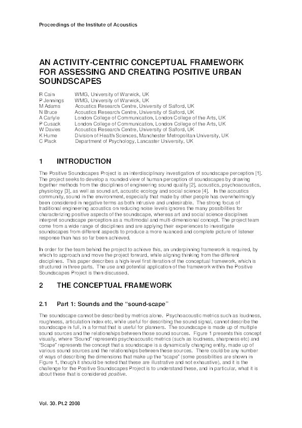 An activity-centric conceptual framework for assessing and creating positive urban soundscapes Thumbnail