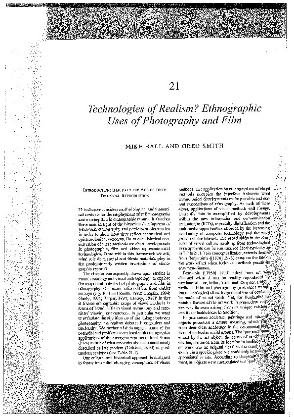 Technologies of realism? Ethnographic uses of photography and film Thumbnail
