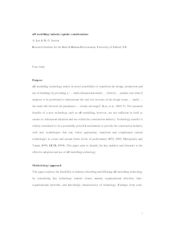 nD modelling: Industry uptake considerations Thumbnail