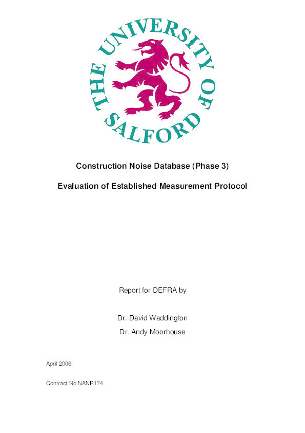 Construction noise database (phase 3): Evaluation of established measurement protocol Thumbnail