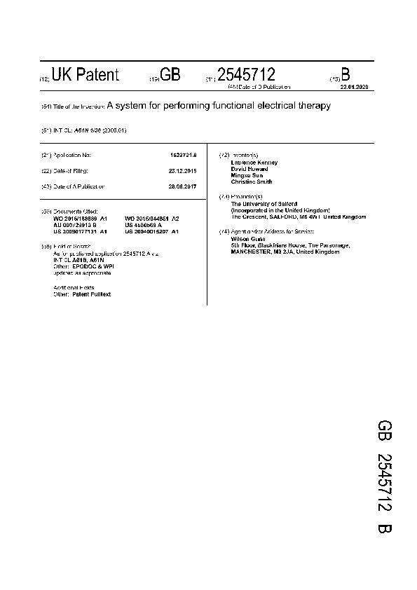 A system for performing functional electrical therapy Thumbnail