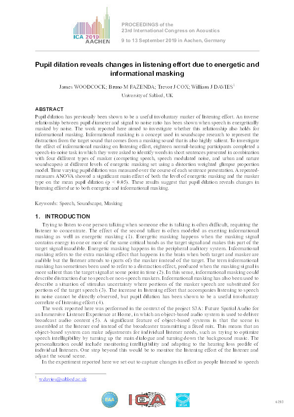 Pupil dilation reveals changes in listening effort due to energetic and informational masking Thumbnail