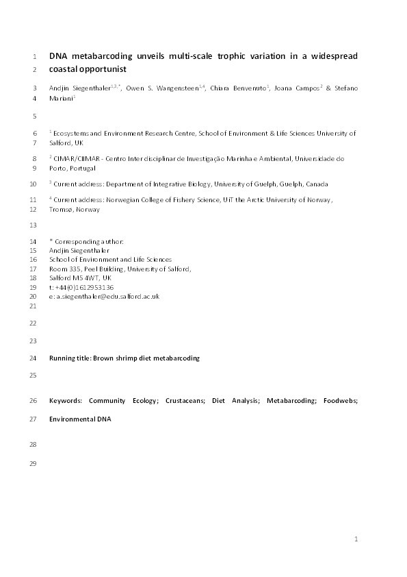 DNA metabarcoding unveils multi-scale trophic variation in a widespread coastal opportunist Thumbnail