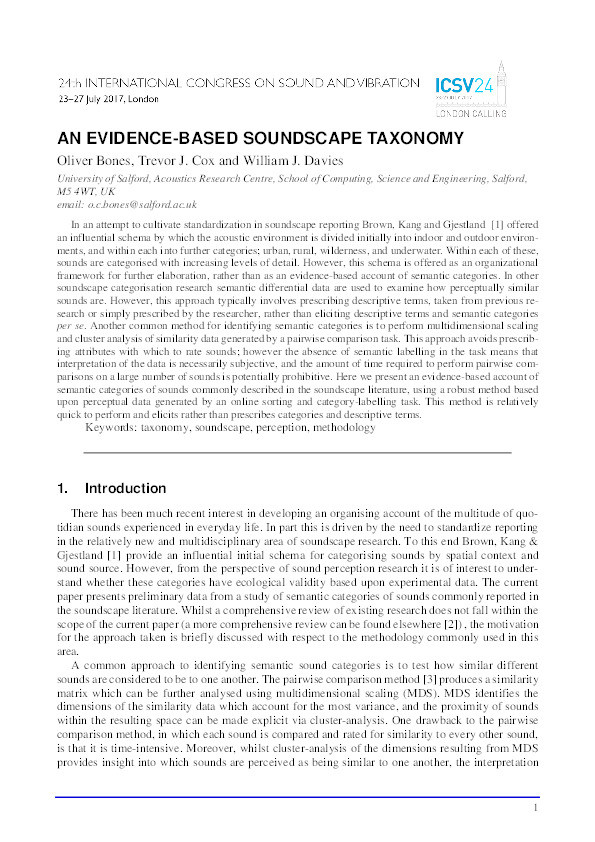 An evidence-based soundscape taxonomy Thumbnail