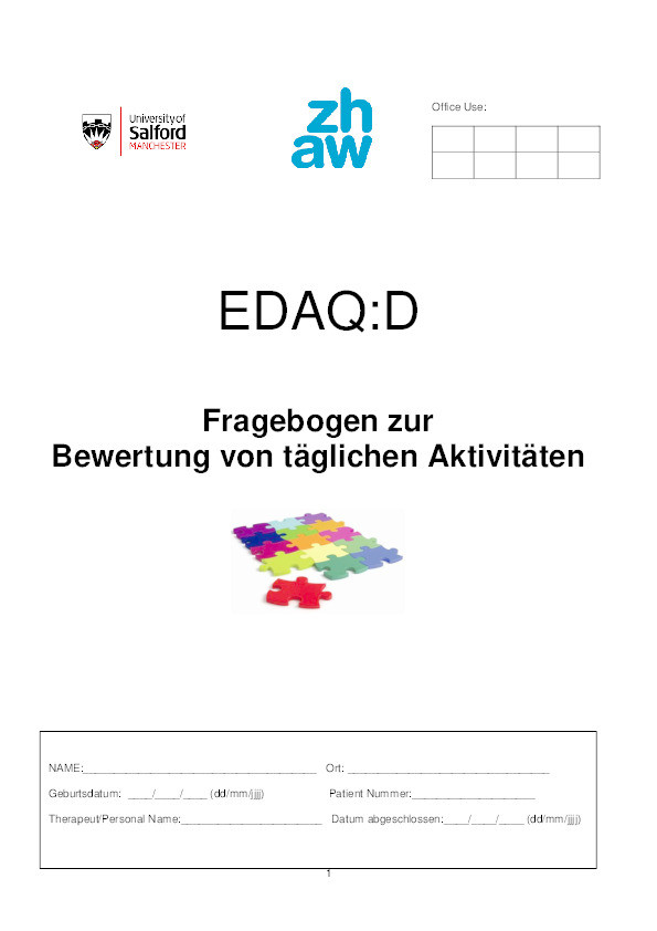 EDAQ:D. Fragebogen zur Bewertung von täglichen Aktivitäten
German language version of the Evaluation of Daily Activity Questionnaire Thumbnail