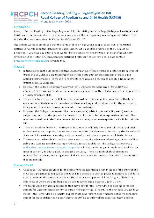 The Illegal Migration Bill: Second Reading Briefing Thumbnail