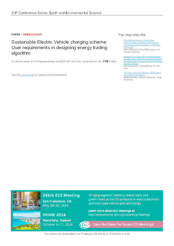 Sustainable electric vehicle charging scheme: userrequirements in designing energy trading algorithm Thumbnail