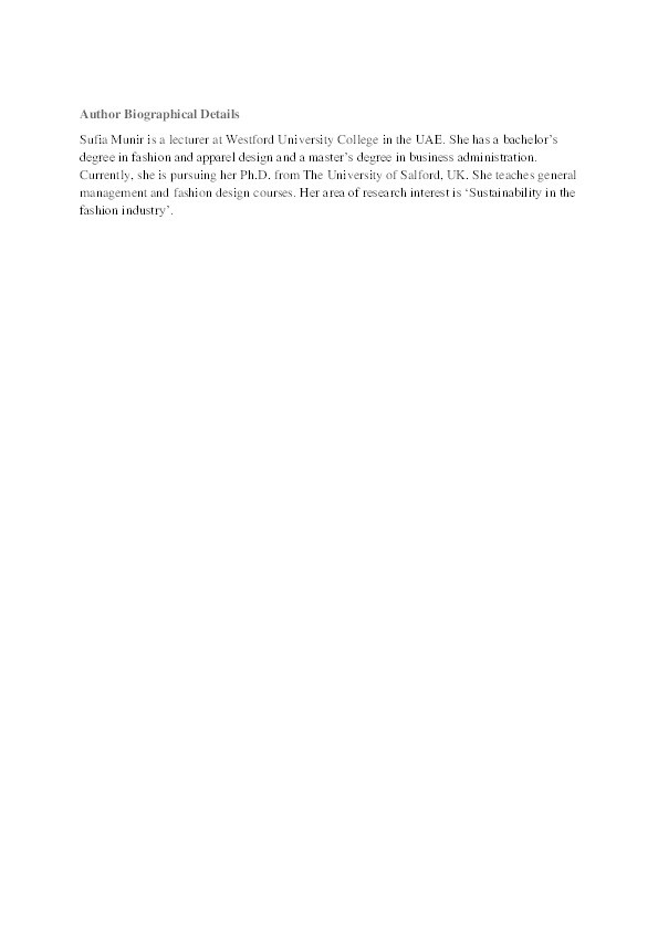 Eco-fashion adoption in the UAE : understanding consumer barriers and motivational factors Thumbnail