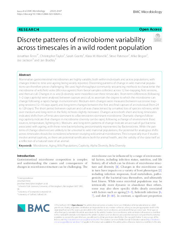 Discrete patterns of microbiome variability across timescales in a wild rodent population Thumbnail