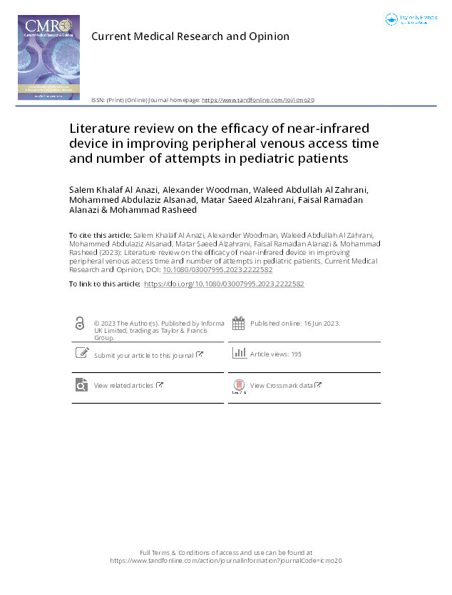 Literature review on the efficacy of near-infrared device in improving peripheral venous access time and number of attempts in pediatric patients Thumbnail