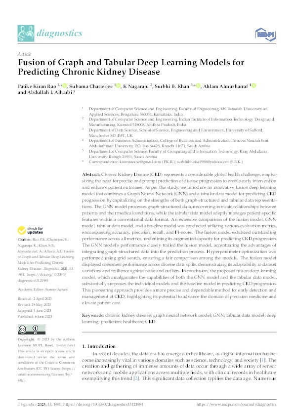 Fusion of Graph and Tabular Deep Learning Models for Predicting Chronic Kidney Disease Thumbnail
