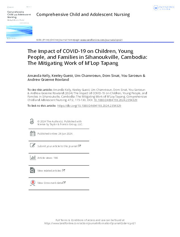 The Impact of COVID-19 on Children, Young People, and Families in Sihanoukville, Cambodia: The Mitigating Work of M'Lop Tapang. Thumbnail