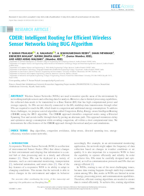 CDEIR: Intelligent Routing for Efficient Wireless Sensor Networks using BUG Algorithm Thumbnail