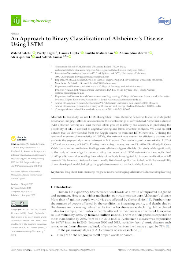 An Approach to Binary Classification of Alzheimer’s Disease Using LSTM Thumbnail