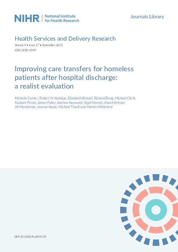 Improving care transfers for homeless patients after hospital discharge: a realist evaluation Thumbnail