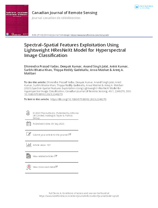 Spectral–Spatial Features Exploitation Using Lightweight HResNeXt Model for Hyperspectral Image Classification Thumbnail