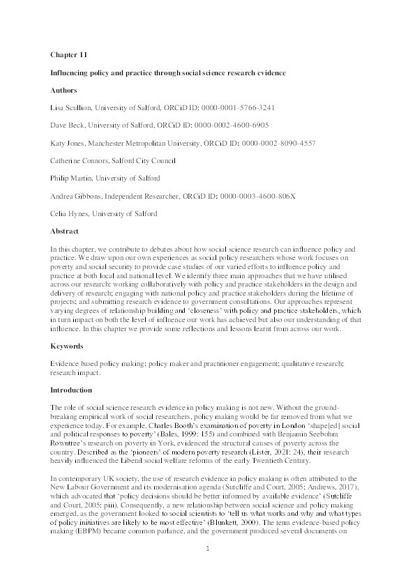 Influencing policy and practice through social science research evidence Thumbnail