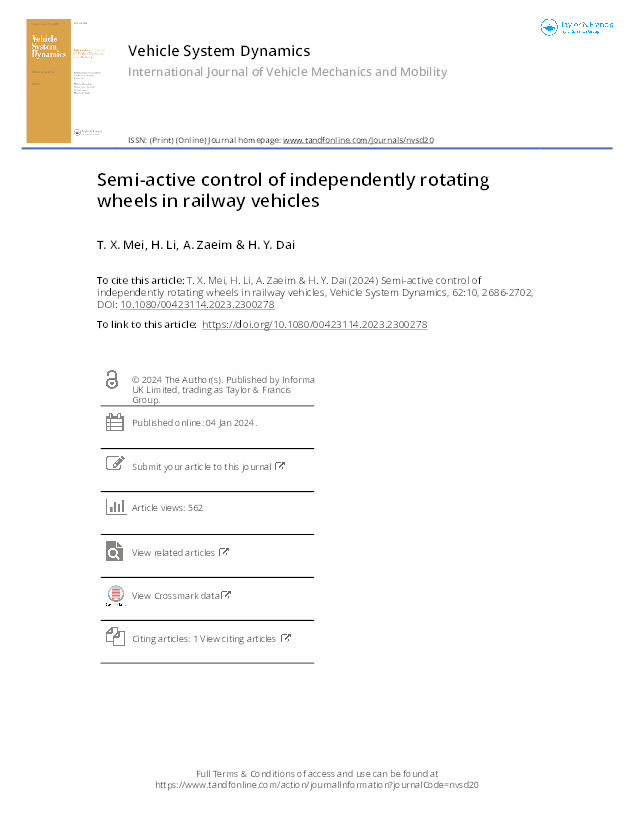 Semi-Active Control of Independently Rotating Wheels in Railway Vehicles Thumbnail