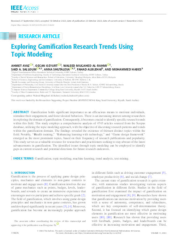 Exploring Gamification Research Trends Using Topic Modeling Thumbnail
