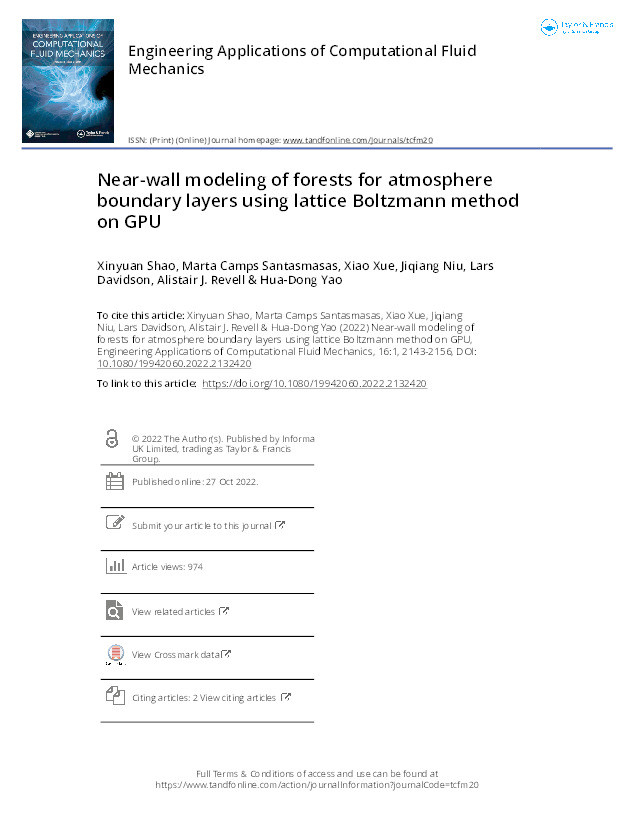 Near-wall modeling of forests for atmosphere boundary layers using lattice Boltzmann method on GPU Thumbnail