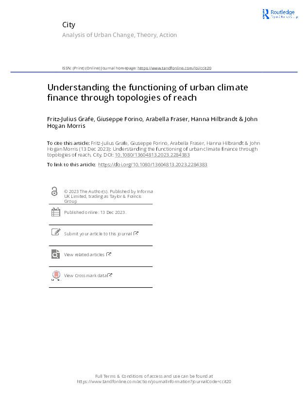 Understanding the functioning of urban climate finance through topologies of reach Thumbnail