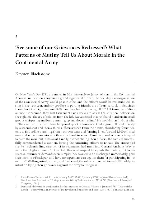 ‘See some of our Grievances Redressed’: What Patterns of Mutiny Tell Us About Morale in the Continental Army Thumbnail