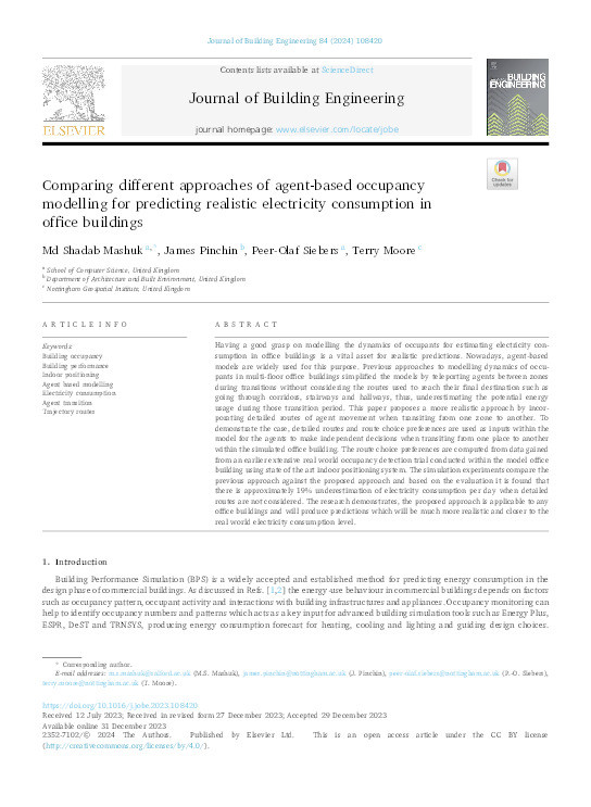 Comparing different approaches of agent-based occupancy modelling for predicting realistic electricity consumption in office buildings Thumbnail