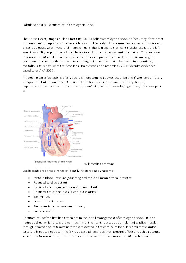Dobutamine in cardiogenic shock Thumbnail