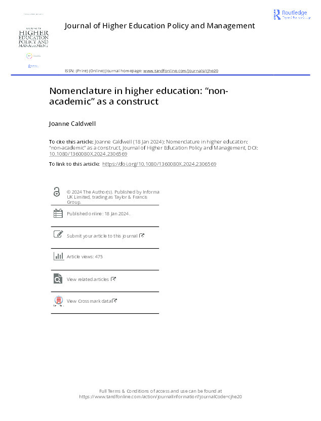 Nomenclature in Higher Education: “non-academic” as a construct Thumbnail