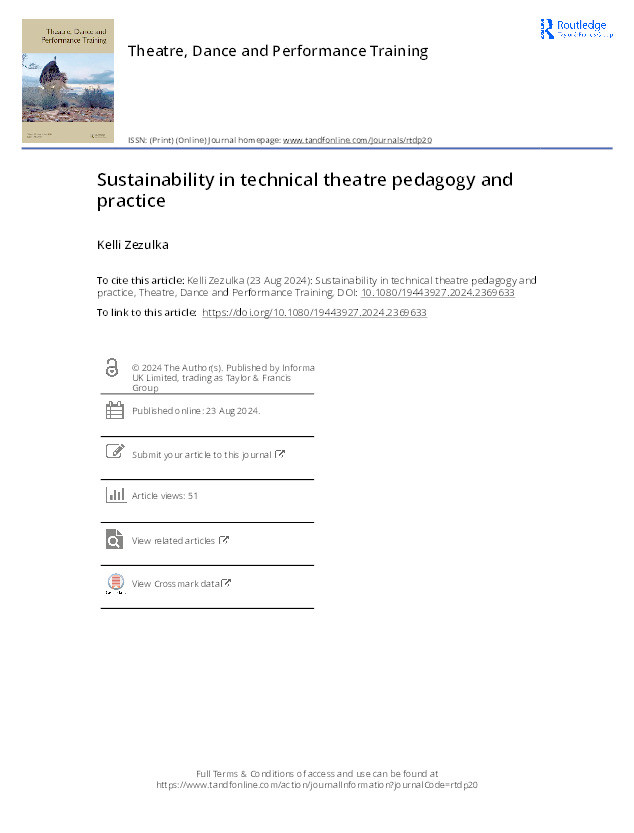 Sustainability in technical theatre pedagogy and practice Thumbnail