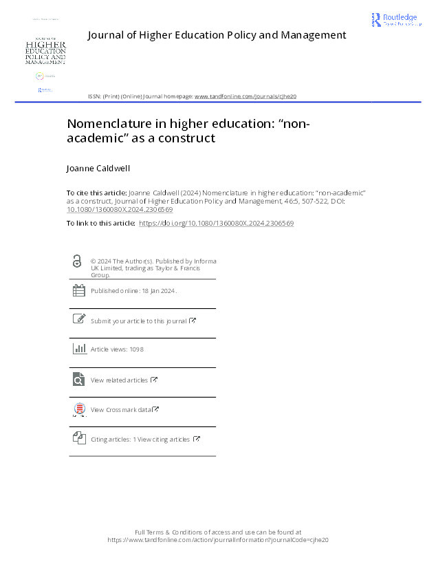 Nomenclature in higher education: “non-academic” as a construct Thumbnail