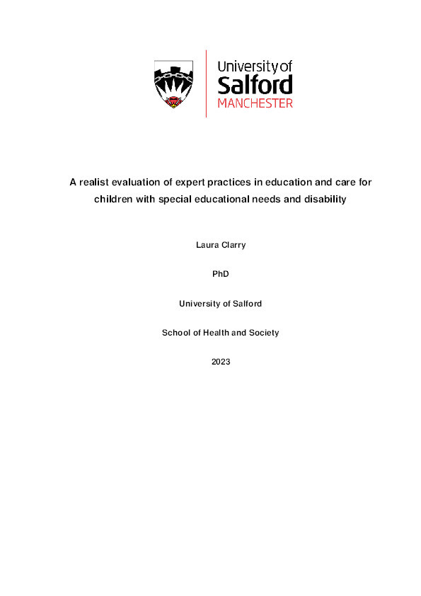 A realist evaluation of expert practices in education and care for children with special educational needs and disability Thumbnail