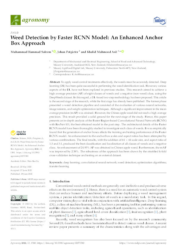 Weed Detection by Faster RCNN Model: An Enhanced Anchor Box Approach Thumbnail