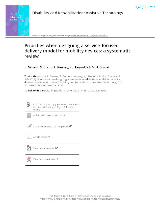 Priorities when designing a service-focused delivery model for mobility devices: a systematic review Thumbnail