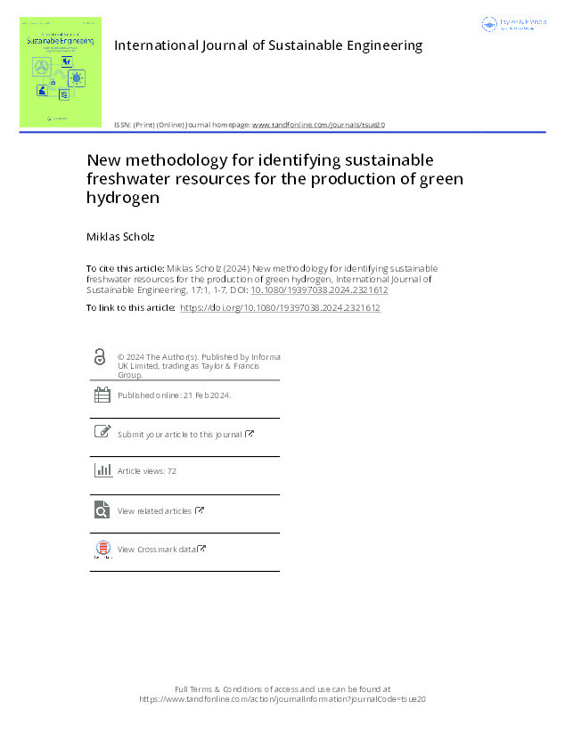 New methodology for identifying sustainable freshwater resources for the production of green hydrogen Thumbnail