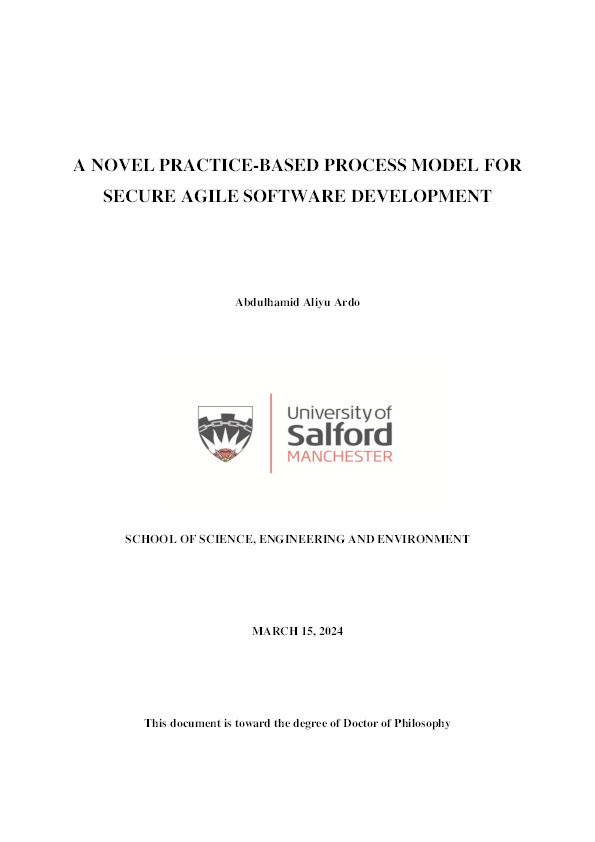 A Novel Practice-Based Process Model for Secure Agile Software Development Thumbnail