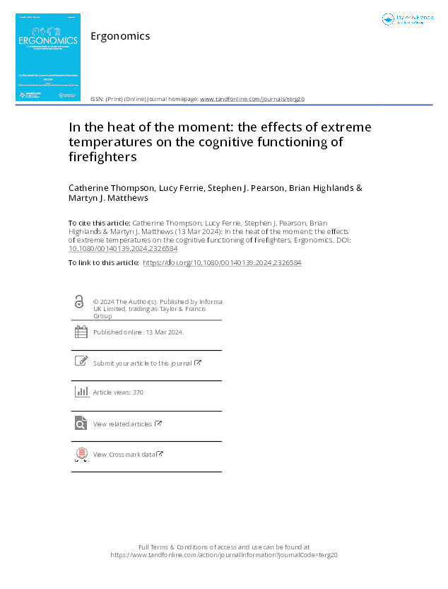 In the heat of the moment: the effects of extreme temperatures on the cognitive functioning of firefighters Thumbnail