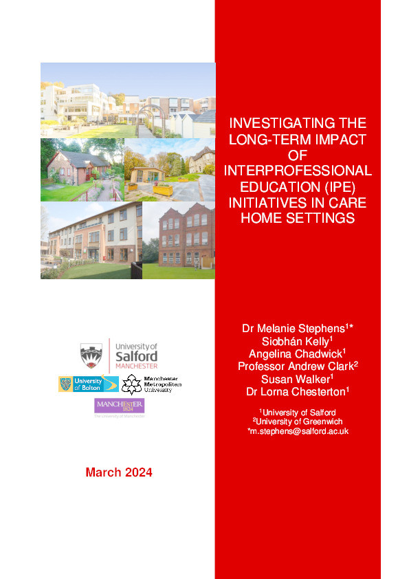 Investigating the long-term impact of interprofessional education (IPE) initiatives in care home settings Thumbnail
