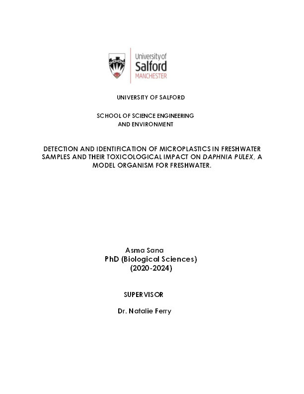 Detection and Identification of Microplastics in Freshwater Samples and their Toxicological Impact on Daphnia Pulex, A Model Organism for Freshwater Thumbnail