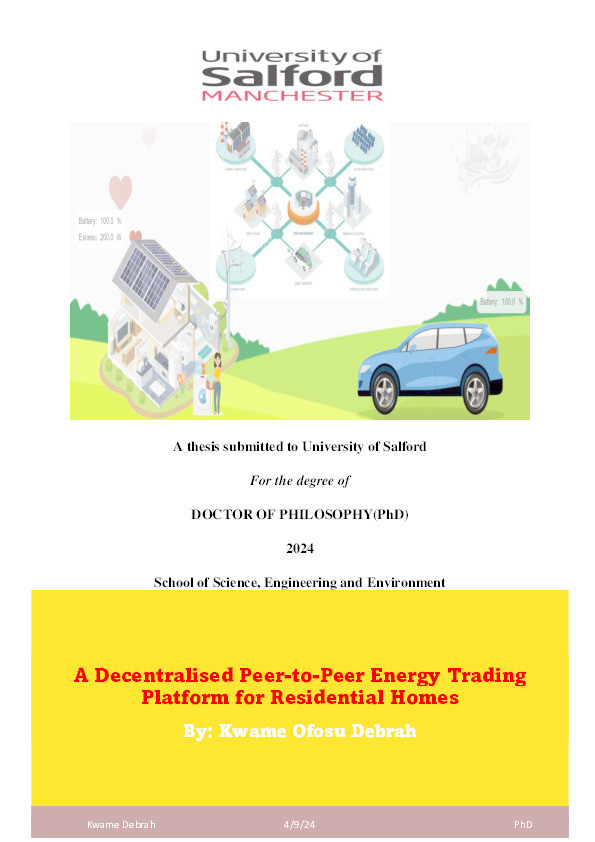 A Decentralised Peer-to-Peer Energy Trading Platform for Residential Homes Thumbnail