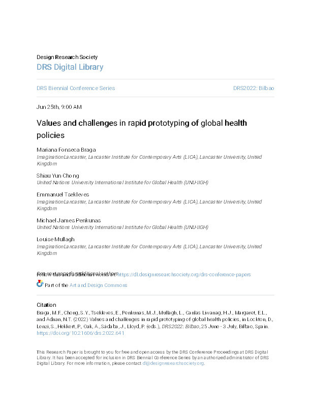 Values and challenges in rapid prototyping of global health policies Thumbnail