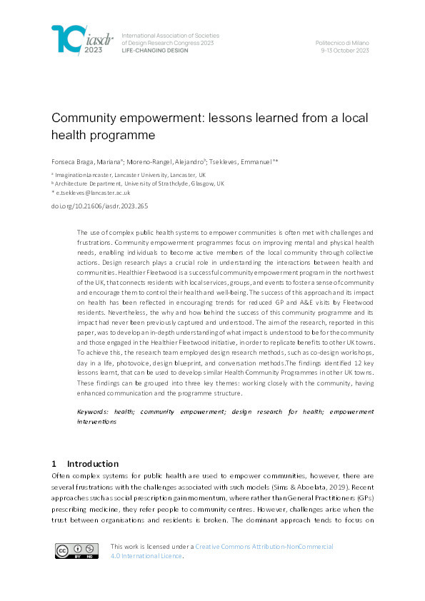 Community empowerment: lessons learned from a local health programme Thumbnail