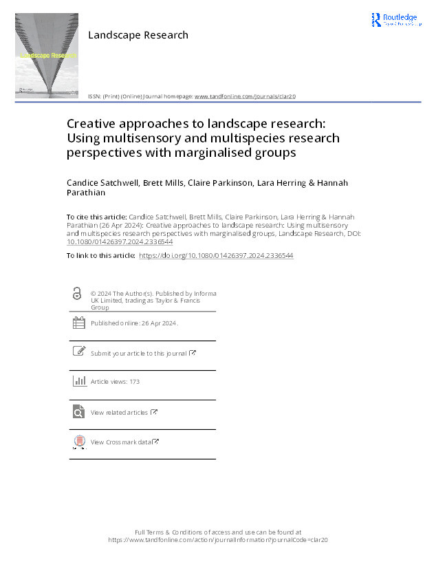 Creative approaches to landscape research: Using multisensory and multispecies research perspectives with marginalised groups Thumbnail