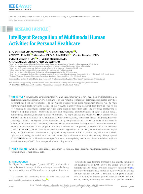 Intelligent Recognition of Multimodal Human Activities for Personal Healthcare Thumbnail