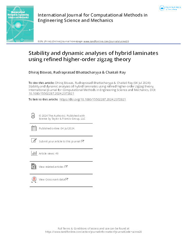 Stability and dynamic analyses of hybrid laminates using refined higher-order zigzag theory Thumbnail