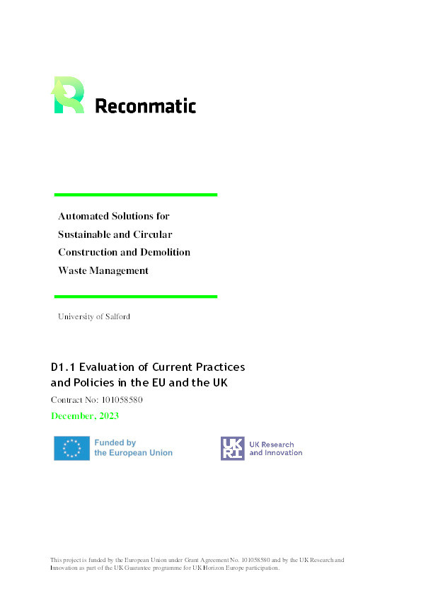 D1.1 RECONMATIC Current Practices And Policies Final Report Thumbnail